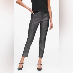 Banana Republic Modern Sloan Skinny-Fit Metallic Plaid Pants.